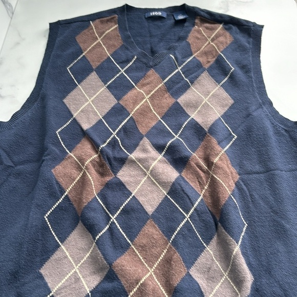 V Neck Argyle Pattern Sweater Vest Size Large Unisex - Picture 9 of 13